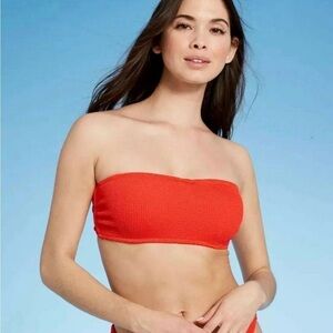 Women's Pucker Textured Bandeau Bikini Top - Shade & Shore - 36DD
